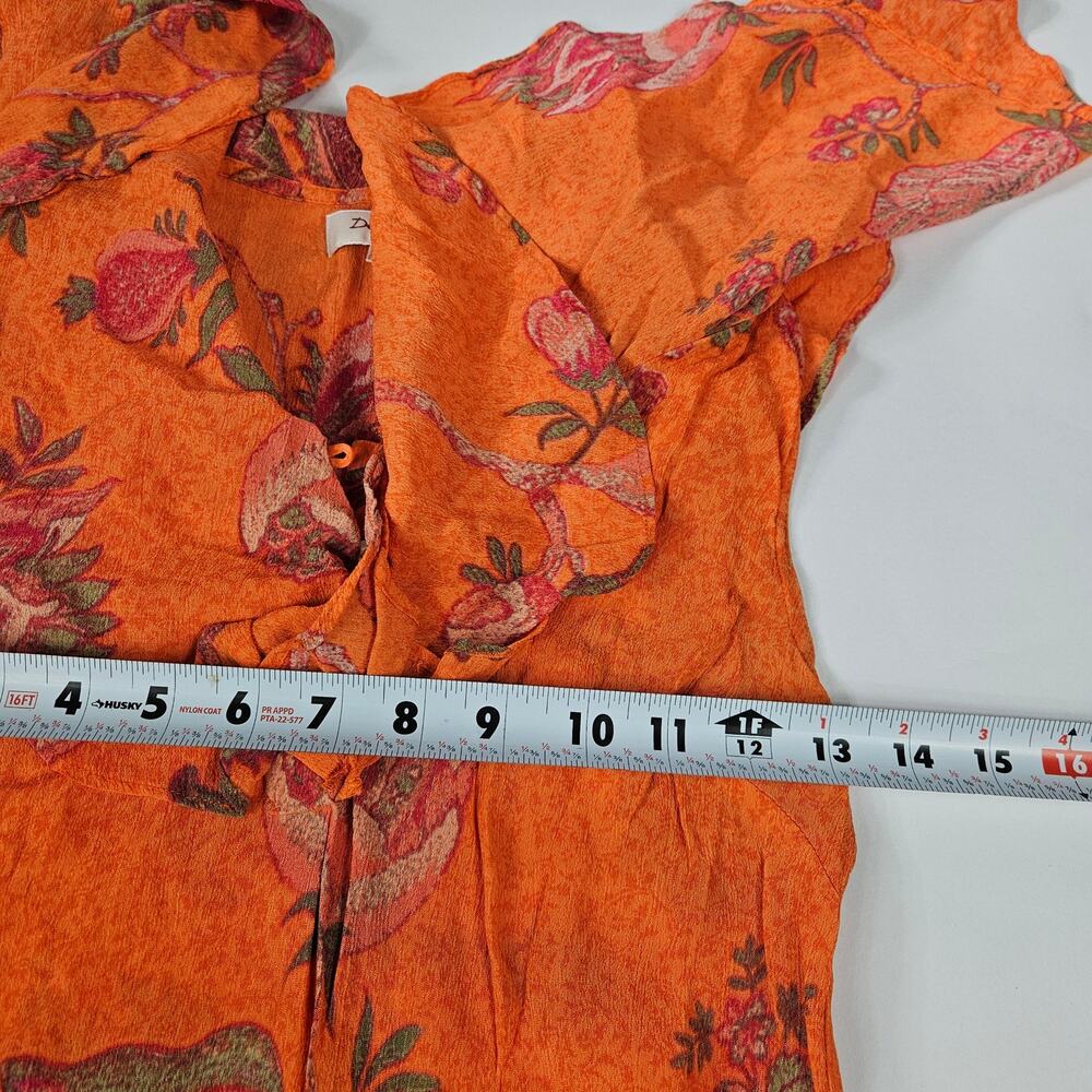 Euro Derhy Dress Orange Knee Length Floral - Small - Picture 6 of 7